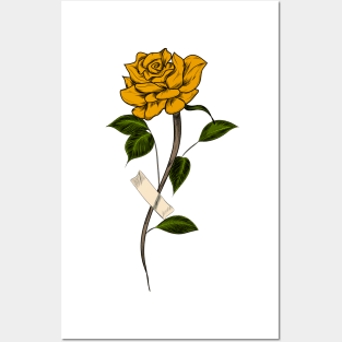Yellow rose Posters and Art
